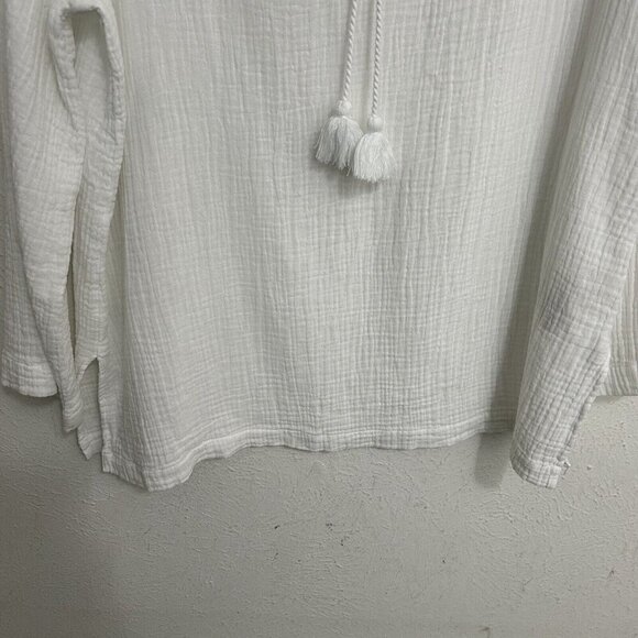 C & C California Nolan White Double Gauze Tunic Top Size M Side Splits Cotton - Picture 4 of 10